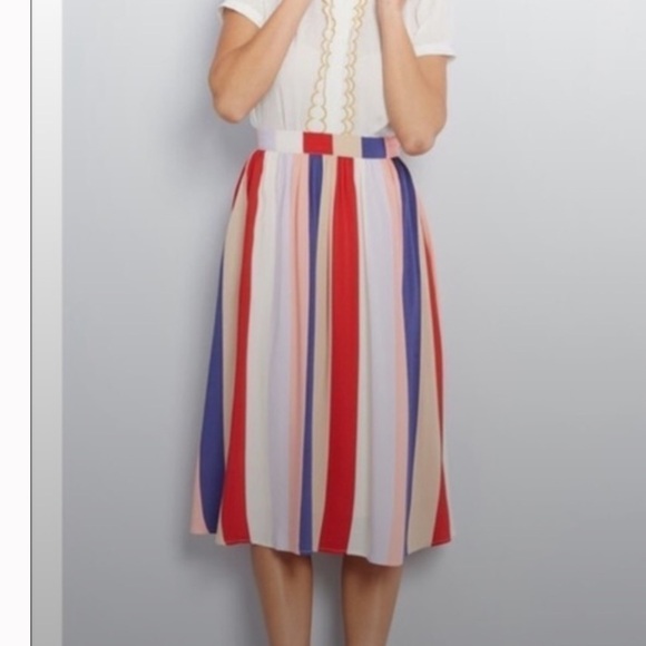 ModCloth Bright Bold Retro Style Striped Midi Skirt - Picture 1 of 10